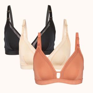 Lively Maternity Bralette Trio Toasted Almond Jet Black Terra Cotta - S